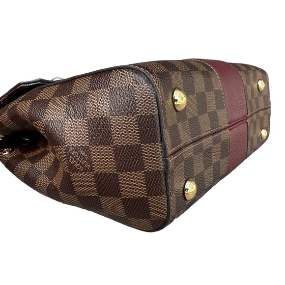 Louis Vuitton Bond Street Top Handle Bag Damier Burgundy Leather MM Brown - Picture 6 of 11